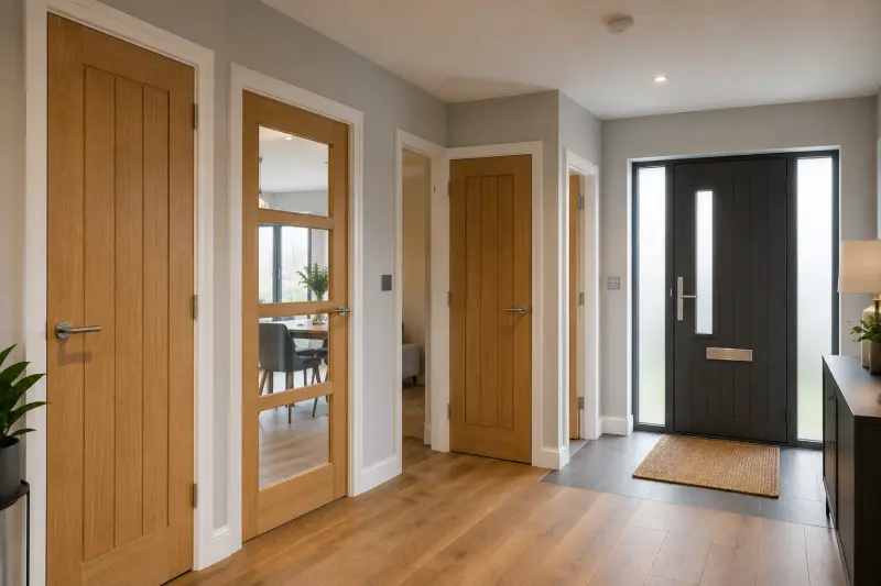 Different timber, glazed and external doors in a modern Abbots Langley home
